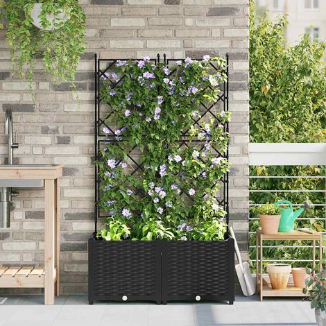vidaXL Vaso da giardino 2 pcs Nero 80 x 40 x 143 cm Plastica (1/5)