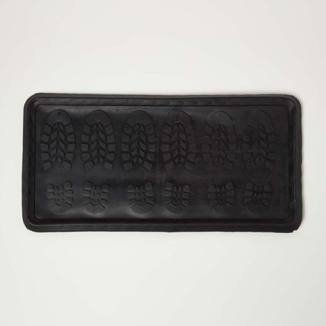 HOMESCAPES Black Rubber Boot Tray 80 x 40 cm (1/4)