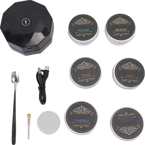 Kit de fumoir à whisky électrique, multifonctionnel, Rechargeable, pour Cocktail avec 6 saveurs de copeaux de bois (1/5)
