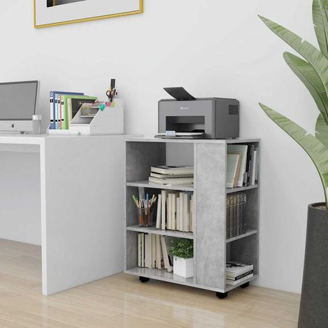 vidaXL Mobiletto con Ruote Grigio Cemento 60x35x75cm Legno (1/5)