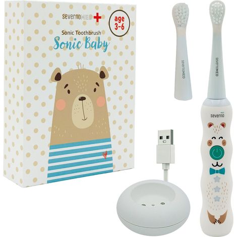 Elektrische Schallzahnbürste für Kinder von 3-6 Jahren SONIC BABY + 2 Bürstenköpfe