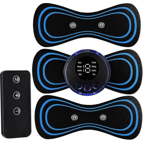 Mini masseur électrique pour la nuque et le dos avec patchs de massage pour soulager la douleur (télécommande 3 patchs) (1/4)