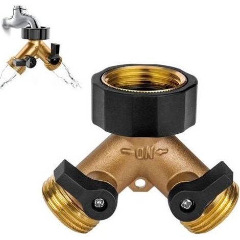Robinet Double Machine a Laver, Robinet Double Sortie Raccord Lave Vaisselle Repartiteur 2 Voies Répartiteur d'eau pour Connecter 2 équipement (1/4)
