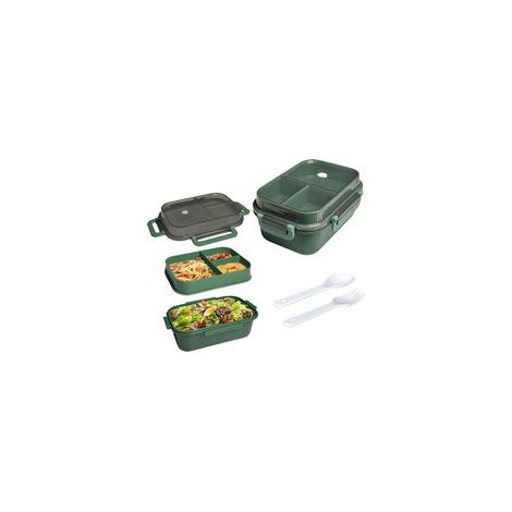 Boite Repas Compartiment, Lunch Box Intégrées à 2 Couches, Bento Lunch Box Anti-fuite avec Couverts pour le Travail, L'école, Pique-nique