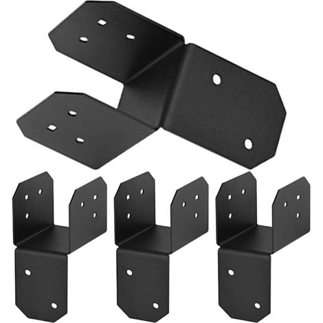 4x4 Brackets, Steel Mounts, Heavy Duty Joist Hanger for Beam Connection, Reinforced Sleeve Brace Decks, Fences, and Rafters, Log Cabin, Backyard, Roof Framing Projects, Black (1/5)