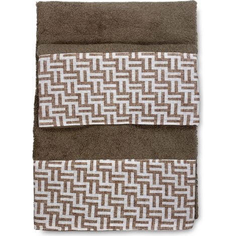 SET asciugamani con bordo FASHION Beige in puro cotone Made in Italy
