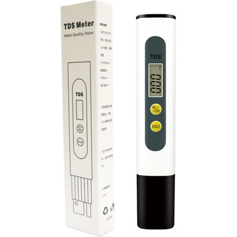 Analyseur de qualité d'eau avec TDS-mètre et écran LCD, plage de mesure 0-9990 ppm, adapté aux tests de qualité de l'eau potable domestique, des piscines, des systèmes hydroponiques et des aquariums. (1/4)