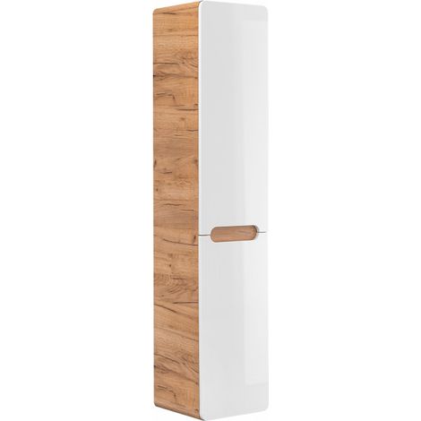 Lomadox – Armoire haute en bois MDF avec panier à linge intégré – H 170 x L 35 x P 35 cm – Système de fermeture amortie – Meuble suspendu (1/5)