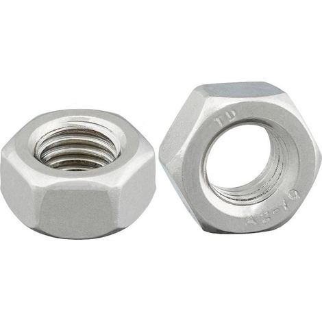 50 Ecrous Hexagonaux Pas à Gauche M10 mm - DIN 934 - Inox A2 - D-Work