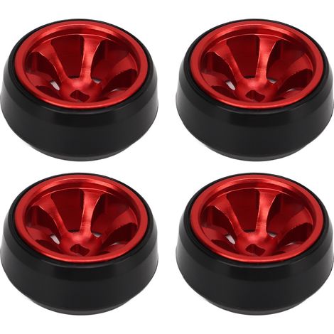 4 Pneus en Alliage d'Aluminium pour Drift RC, Pièces de Rechange pour Voiture Télécommandée 1/28 WLtoys K989 - Rouge (1/5)