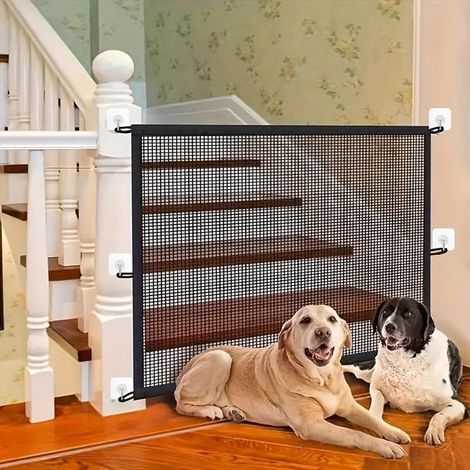 Dog Stair Barrier, Folding Safety Gate for Dogs and Cats, Safety Gate for Dogs (110 x 78 cm, Black) (1/5)