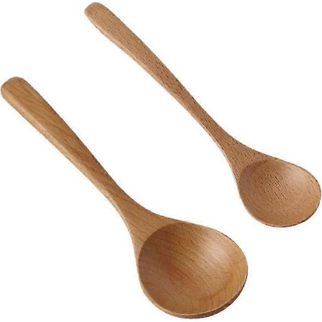 Lot de 2 cuillères en bois à long manche pour soupe ou porridge (kaki) (1/5)