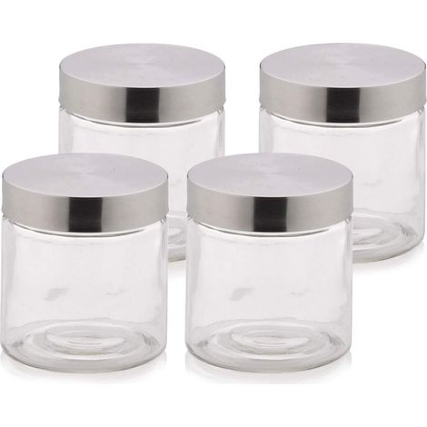 Boîtes de conservation en verre avec couvercle, 4 pièces, bocaux de conservation 0,8L, boîtes de préparation de repas, lot de bocaux de conservation ronds, récipients en verre avec couvercle (1/5)