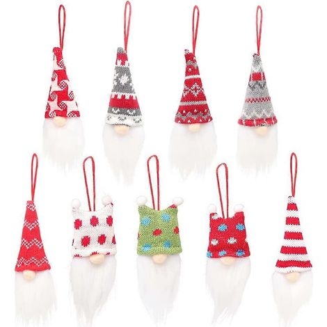 Pendentifs pour couple de gnomes et nains, décoration en peluche suédoise faite à la main, lot de 9 (1/5)