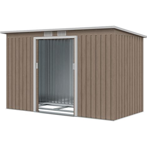 Outsunny Casetta porta Attrezzi con 2 Prese d'Aria e 2 Porte Grigio Legno (1/5)