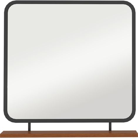Miroir mural de 55 x 55,5 cm, de couloir avec étagère en bois, miroir rectangulaire, miroir décoratif pour chambre, salle de bain, noir