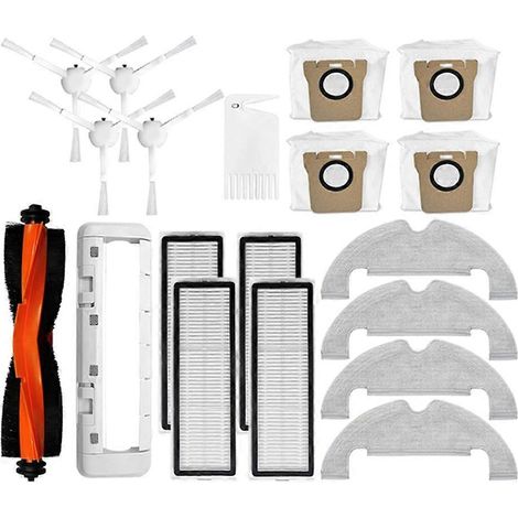 Ersatzteile für den Xiaomi X10 Saugroboter: Hauptbürste, HEPA-Filter, Reinigungstuch und Staubbeutel.