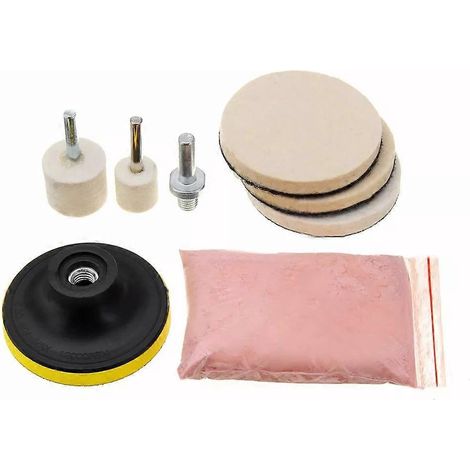 8-teiliges Autoglas-Polierset, 120 g Ceroxidpulver, Windschutzscheiben-Polierset