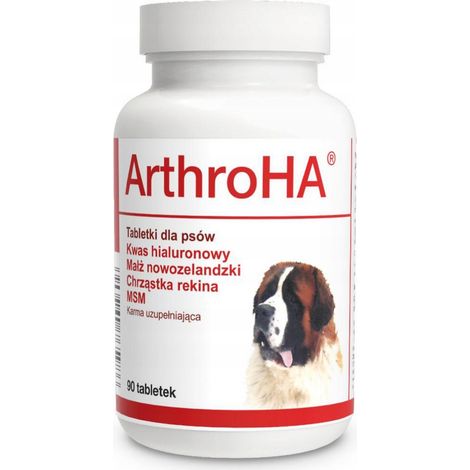 ArthroHa acide hyaluronique MSM moule de Nouvelle-Zélande pour les articulations pour chiens 90 comprimés. (1/4)