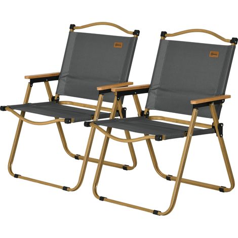 Set aus 2 klappbaren Angel- und Campingstühlen, Oxford-Gewebe, Stahl, 54 x 59 x 78 cm, anthrazitgrau
