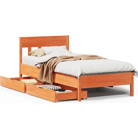 Maison Exclusive - Cadre de lit sans matelas cire marron 75x190 cm bois pin massif (1/5)