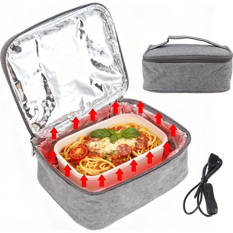 Boîte à Déjeuner Chauffante USB, Sac Isotherme Chauffant Four Portable Micro-ondes avec Intérieur Film Aluminium, Boîte Repas Chaud pour Bureau, École, Voyage, 7.3 oz, Poignée Portable (1/5)