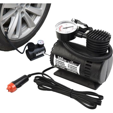 Compresseur À Air Portatif - 12V Gonfleur Electrique pour Vélo, Pompe À Pneus Électrique avec Manomètre pour Pneus De Voiture, Electrique Compresseur pour Voiture, Vélos, Motos, Balles