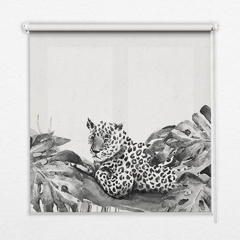 Innenrollo Fensterrollo - Rollo ohne Bohren - Sichtschutzrollo - Lichtdurchlässiges Rollo - Rechteckiges - Rollo - (80 cm x 140 cm) - Gezeichnete Geparden auf einem Ast