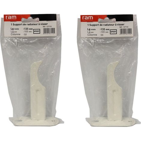 Lot de 2 supports à visser pour radiateur en fonte type rideau - longueur axe 105 mm - longueur totale 135 mm - Ram (1/3)
