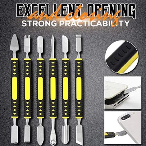 6 Pièces Outils de Démontage en Métal pour Réparer Téléphone, Tablette, PC - Kit de Réparation Électronique Portable