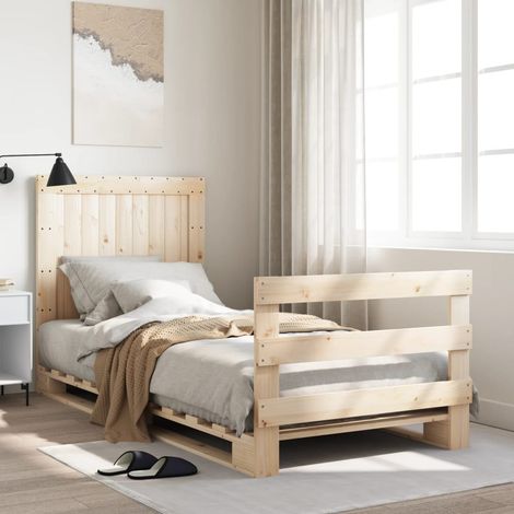 vidaXL Giroletto con Testiera 90x200 cm in Legno Massello di Pino (1/4)