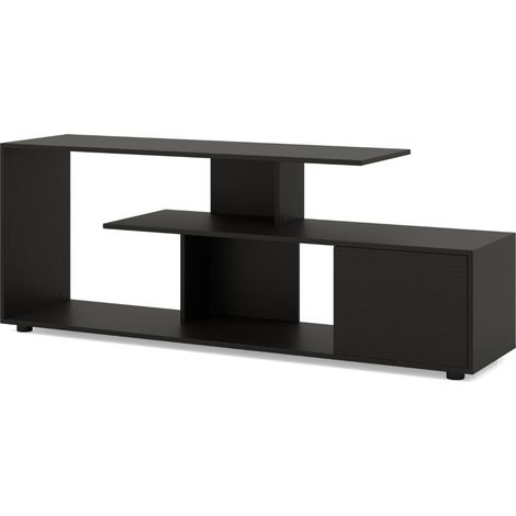 Mobile porta TV per televisori fino a 55 pollici 152 x 38 x 58,5 cm spazio di archiviazione ottimizzato design asimmetrico in legno nero 200012811