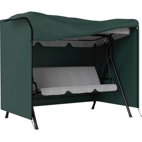 Housse de protection pour balancelle Hollywood 3 places, imperméable et résistante à l'hiver, en bâche anti-UV, avec capuche intégrée, en tissu Oxford 600D indéchirable, 205 x 124 x 164 cm, vert foncé (1/5)