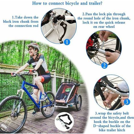 Attelage De Remorque De Vélo, Attachement Remorque pour Vélo Coupleur pour Remorque De Vélo Attache pour Remorque Vélo Convient La Plupart des Remorque De Vélo pour Enfant, Animal Domestique (1/4)