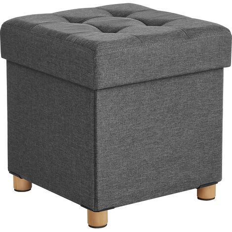 Storage Stool, Folding, 38x38x40 cm, Linen Fabric, 300 kg Load Capacity, For Living Room, Bedroom (1/5)