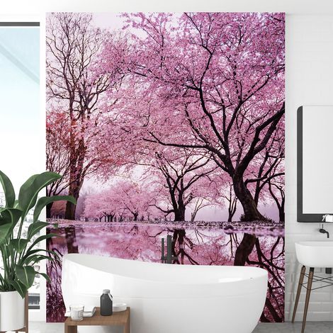 Papier peint panoramique - Arbres feuilles roses - 170 cm x 255 cm (1/4)