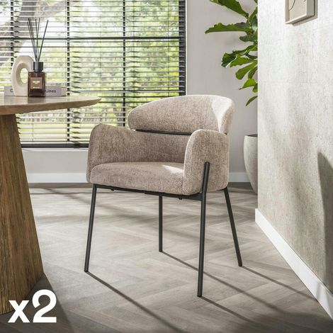 Fauteuil de table beige dossier rond (lot de 2) GALWAY (1/5)