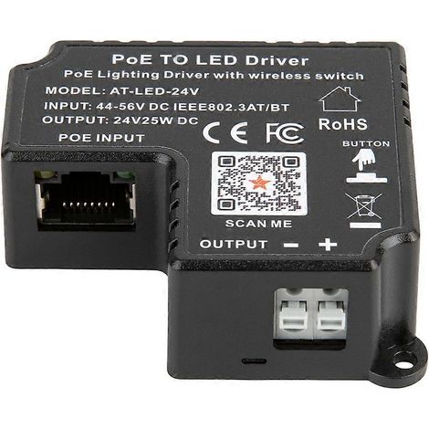 24V PoE-Netzteil für LED-Beleuchtung, kompatibel mit dem 802.3at-Standard, liefert bis zu 25W für 24V-LED-Leuchten, steuerbar über einen drahtlosen Schalter (1/5)