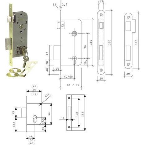 Cerradura Madera Embutir  23X40Mm 203140Hl Laton Canto Cuadrado Tesa (1/3)