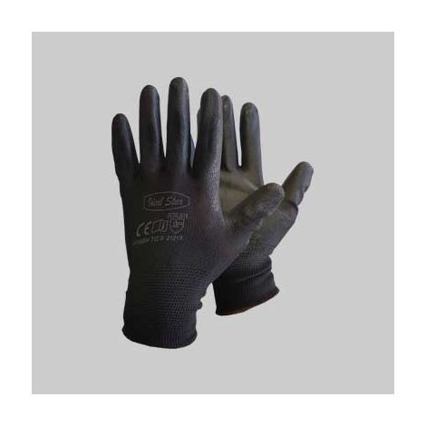 GUANTO POLIESTERE/POLIURETANO NERO IDEAL STAR Tg. 7 - 12 paia- IDEAL STAR