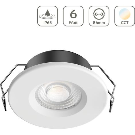 LED Einbaustrahler IP65 CCT 6W Ausschnitt Ø68mm 40° dimmbar - Abdeckring: weiß (1/5)
