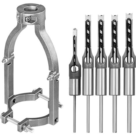 Lot de 5 forets à trous carrés HSS pour le travail du bois avec adaptateur, 6,4 mm, 8 mm, 9,5 mm, 11 mm, 12,7 mm (1/5)