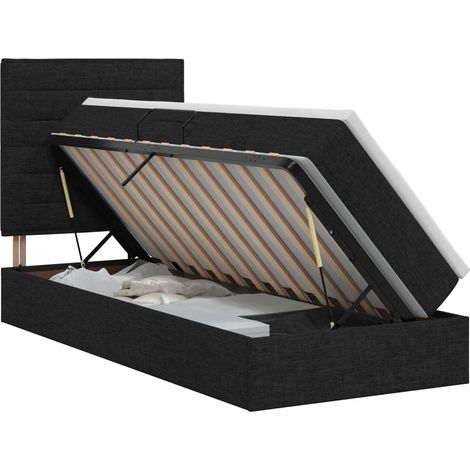 Maison Exclusive - Letto con contenitore e materasso Nero 90 x 190 cm Tessuto (1/5)