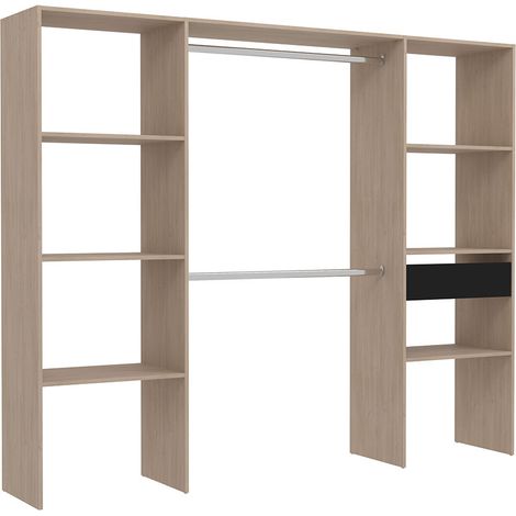 Armadio in legno, 6 ripiani, 1 cassetto, 2 armadi: 220x40x180 ELYSEE