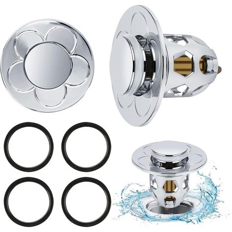 2 Pièces Bonde de Lavabo Universel Pop Up,Bonde de Lavabo Pop-Up avec Filtre Anti-Clogging,Flitre de Vidange Anti-Bloqué,Bouchon Baignoire pour Lavabo Cuisine,Flitre Cheveux-Orifice (1/5)