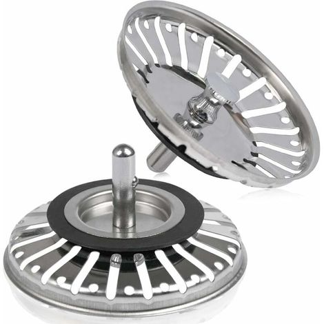 Sink Drain Plug, Sink Drain Hole, Kitchen/Bathroom Strainer, Diameter 84mm with Ball End, Stainless Steel (1/5)