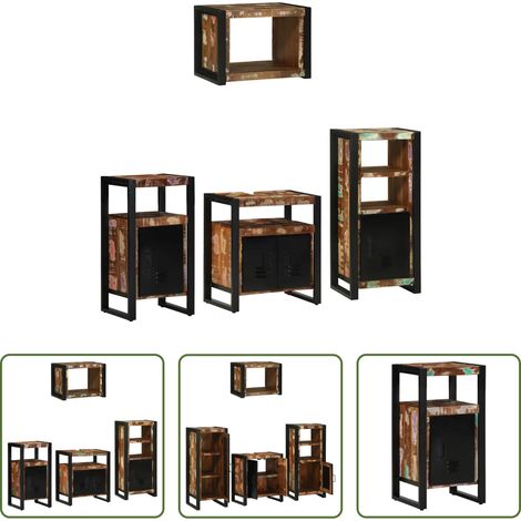 Badezimmerregal - Badezimmermöbel-Set mit Regal 4 pcs Massives upgecyceltes Holz (1/5)