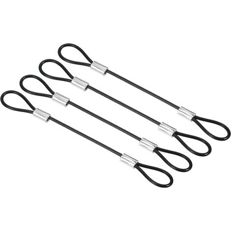 Sicherheitskabel 10 cm x 2 mm mit Doppelschlaufe, 4 Stück, schwarz – Stahlseile – Befestigungskabel (1/5)