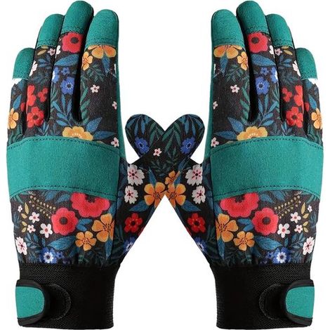 Guantes，guantes de jardinería，manoplas de trabajo，fabricados en microfibra resistente al desgaste，9x4 pulgadas，color verde，1 par (1/5)