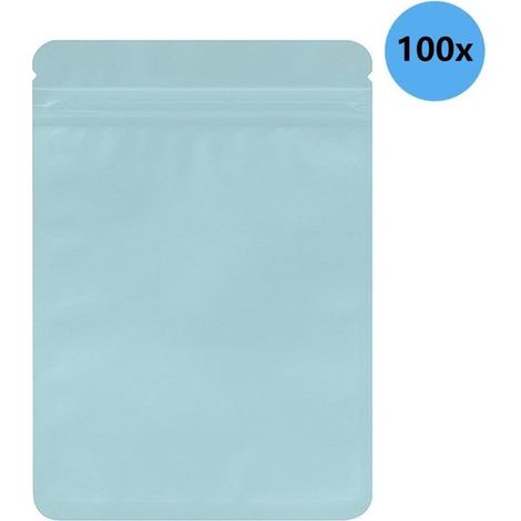 Paquete de 100 bolsas resellables,ideales para pequeños negocios,bolsas planas de doble cara,a prueba de olores,12x20cm,Azul (1/5)